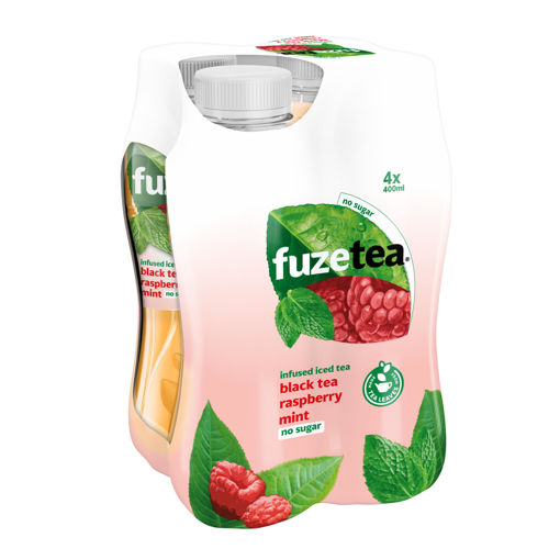 Afbeeldingen van FUZE TEA BLACK TEA RASPBERRY MINT NO SUGAR PET 4X40CL