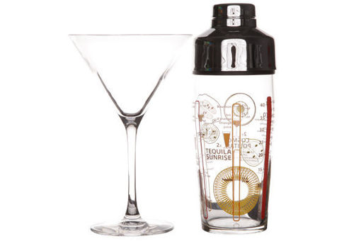Afbeeldingen van Cocktailset Shaker + 4 Glazen Martini Cocktailglas